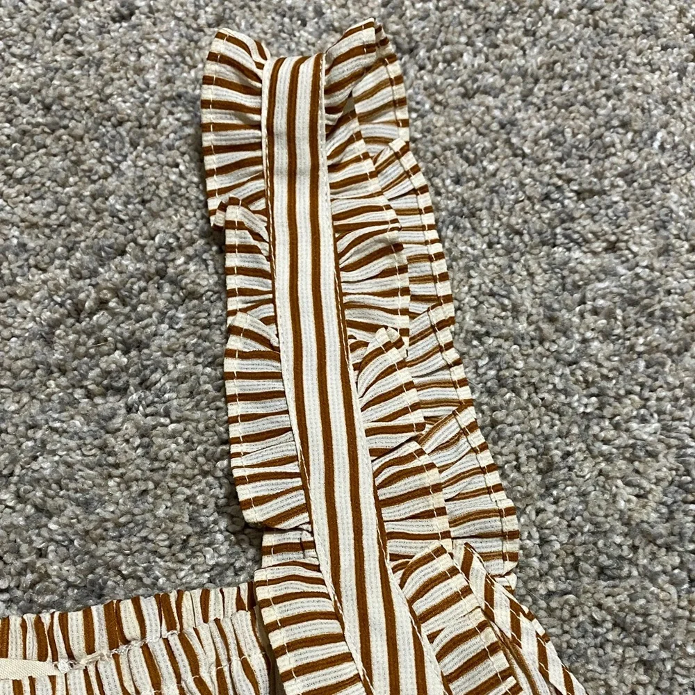 Brown Striped Ruffle Strap Top - Picture 3 of 5
